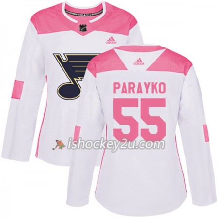 Dame NHL St. Louis Blues Trøje Colton Parayko 55 Adidas 2017-2018 Hvid Lyserød Fashion Authentic